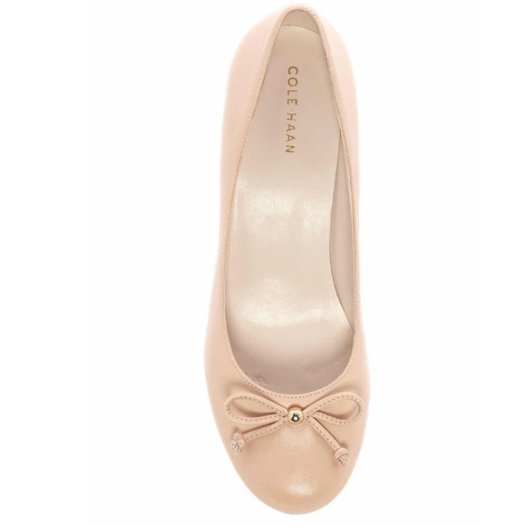 Cole Hana Elsie Lace Wedge Nude Heel Pump Bow 8.5 - Picture 2 of 4